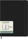 Moleskine 18 Monate Wochen Notizkalender 2026/2027, XL, 1 Wo = 1 Seite, Rechts linierte Seite, Fester Einband, Schwarz, Buch