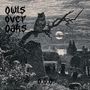 Text: "Owls Over Oaks" und "O.O.O." Illustration: Uhu auf Ast, Vollmond, düstere Landschaft.