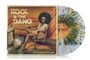 „KOOL & THE GANG“, „The Live Experience“, Sitzende Frau, Vinyl mit buntem Muster, Retro-Stil.