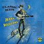 "CLASSIC HITS", "HANK WILLIAMS". Ein Mann mit Gitarre und Hund, beides in einer künstlerischen Illustration.