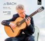 "JS BACH", "BWV 1007 - 1012", "THE CELLO SUITES", "ELIOT FISK GUITAR & Transcriptions". Ein Mann spielt Gitarre.