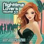 Logo: "Nighttime Lovers Volume 37". Schriftzug: "A fine collection of disco funk classics of the 80's". Frau mit rotem Haar.