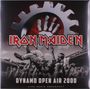 "Iron Maiden, Dynamo Open Air 2000, Live Radio Broadcast." Zahnrad-Logo, rote Hand, Menschenmenge, Crowdsurfer.