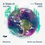 „A State of Trance 2025 Year Mix, Mixed by Armin van Buuren“; Erdansicht in Farben mit modernen Effekten.