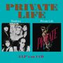 Text: PRIVATE LIFE, Shadows, 2 LP's on 1 CD. Zwei Alben-Cover, links Bandfoto, rechts Engel-Illustration.