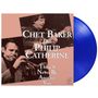 "Chet Baker Duo Philip Catherine. There’ll Never Be Another You." Schwarz-weiße Fotos von Musikern, blaue Vinylplatte.