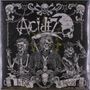 "Acidez", "In Punk We Thrash". Drei Punk-Skelette mit Mohawks und Kutten, umgeben von Totenköpfen und Symbolen.