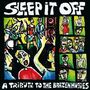 „SLEEP IT OFF“ und „A TRIBUTE TO THE BRAZEN HUSSIES“. Illustration: bunte Personen bei Musikveranstaltung.