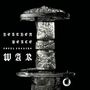 Texte: "heathen peace total fucking WAR". Detailreicher Schwertgriff, silbern und verziert.