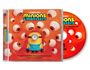 Text: "ILLUMINATION'S minions & monsters". Ein gelber Charakter mit einem Auge, umgeben von fliegenden Augen auf orangefarbenem Hintergrund.