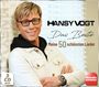 „Hansy Vogt, Das Beste. Meine 50 schönsten Lieder.“ Ein Mann mit Brille in weißer Jacke lächelt, Logo rechts unten.