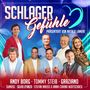 „Schlager Gefühle“, präsentiert von Natalie Lament. Gesichter verschiedener Künstler vor blauem Hintergrund.