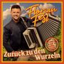 Text: "Florian Fesl", "Zurück zu den Wurzeln". Person mit Akkordeon vor Bergkulisse, roter Rand.