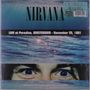 "NIRVANA", "LIVE at Paradiso, AMSTERDAM - November 25, 1991". Gesicht und Wasser als Hintergrund oben und unten.