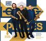 Der Text lautet: "AFFÆRE DREY FUSS," "GOING PLACES," Namen: Florian, Dominik, Martin Fuss, Max Tschida, Johannes Strasser, Mario Gonzi. Drei Männer mit Instrumenten.
