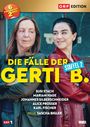 "DIE FÄLLE DER GERTI B. STAFFEL 2", zwei Frauen, eine in grün, eine in rot, stehen Rücken an Rücken und lächeln.