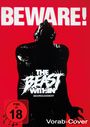 „BEWARE! THE BEAST WITHIN. DAS ENGELSGESICHT. FSK ab 18. Vorab-Cover.“ Silhouette einer Figur auf rotem Hintergrund.