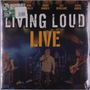 "LIVING LOUD LIVE" steht groß in der Mitte, darüber Namen: Bob Daisley, Jimmy Barnes, Lee Kerslake, Steve Morse. Bühne mit Musikern.
