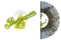 "Phantasmagoria" in verschnörkelter gelber Schrift, daneben eine bunte Vinyl-Schallplatte mit Farbspritzern.