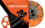 "Classic Movie Melodies", Filmtitel wie "2001: A Space Odyssey". Illustration mit orangem Hintergrund und Filmrolle.