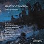 Text: "MARTINO TRAVERSA The Lost Horizon". Darunter Namen von Künstlern und Ensembles. Hintergrund: Blau-schwarze abstrakte Kunst.
