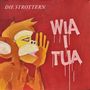 "Die Strottern", "Wia i tua". Illustration: Ein Affe mit gelbem Gesicht hält seine Hand an den Mund. Hintergrund in Rot.