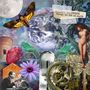 "KILBEY KENNEDY things we did on earth." Eine Collage: Erde, Schmetterling, nackte Frau, Herz, Blumen, Hände, Paar und Gebäude.