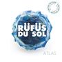 Text: "RÜFÜS DU SOL", "ATLAS", "LIMITED EDITION". Stilisiertes blaues, kristallartiges Design in der Mitte.