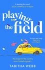 Titel: "Playing the Field". Zitate: "A dazzling first novel”, "A super-sexy romp”. Illustration: Gelbes Auto mit Kleidung.