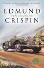 Text: „‘If you’re a fan of short stories, you’re in for a treat’ MARTIN EDWARDS. EDMUND CRISPIN FEN COUNTRY. The Gervase Fen Mysteries.“ Ein grünes, altes Auto fährt dynamisch durch eine ländliche Gegend.