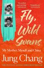 „Fly, Wild Swans“, „My Mother, Myself and China“. Zwei Porträts von Frauen, roter Hintergrund, türkises Element.
