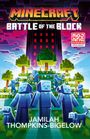 "Minecraft" in grauer Blockschrift auf schwarzem Hintergrund. Unten rechts rotes "Mojang Studios OFFICIAL PRODUCT" Logo.
