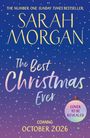Text: "THE NUMBER ONE SUNDAY TIMES BESTSELLER", "SARAH MORGAN", "The Best Christmas Ever", "COMING OCTOBER 2026", "COVER TO BE REVEALED". Dunkler Himmel mit Sternen.