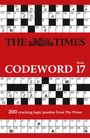 "THE TIMES CODEWORD 17", Kreuzworträtsel auf rotem Hintergrund mit Text "200 cracking logic puzzles from The Times".