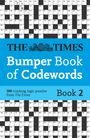 Text: "The Times Bumper Book of Codewords, Book 2, 300 cracking logic puzzles." Kreuzworträtselgitter im Hintergrund.