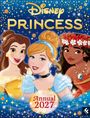 „Disney Princess Annual 2027“ steht oben und in einem goldenen Medaillon. Drei lächelnde Prinzessinnen sind abgebildet.