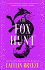 „THE FOX HUNT“ in Weiß auf einem magentafarbenen Hintergrund mit einem schwarzen Fox und Sternbild-Skizzen.