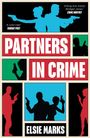 „PARTNERS IN CRIME“ in großen Buchstaben, Silhouetten von Personen mit Waffen, oben Text „Killing Eve meets Bridget Jones“.