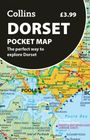 Text: "Collins Dorset Pocket Map £3.99 The perfect way to explore Dorset." Karte von Dorset mit Orten und Straßen.