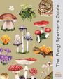 „The Fungi Spotter’s Guide“ Text auf der rechten Seite. Illustrationen verschiedener Pilze auf beigem Hintergrund.