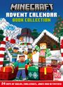 „MINECRAFT ADVENT CALENDAR BOOK COLLECTION“. Figuren aus Blöcken, Schneemann, Geschenke und festliche Dekoration.