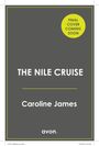 Gelber Kreis mit "FINAL COVER COMING SOON", Titel "THE NILE CRUISE" von Caroline James, unten "avon." in kleinem Text.