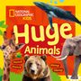 "National Geographic Kids", "Huge Animals", Bilder einer Giraffe, eines Bären, eines Elefanten und eines Wals.