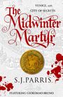 "The Midwinter Martyr", VENICE, 1576, CITY OF SECRETS, S.J. PARRIS, FEATURING GIORDANO BRUNO. Historische Stadtkarte, rote Farbspritzer.