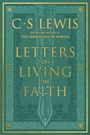 "C.S. Lewis: Letters on Living the Faith" in goldener Schrift auf grünem Hintergrund mit dekorativem Rahmen.
