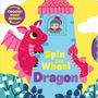 "Spin the Wheel Dragon" in kräftigen Farben, darunter "COVER TO BE REVEALED". Unten ein rotes Logo von "RED SHED".