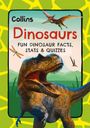 „Collins Dinosaurs: Fun dinosaur facts, stats & quizzes.“ Illustration eines Dinosauriers mit offenem Maul, umgeben von Flugsauriern.