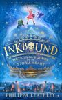 Buchtitel "Inkbound: Meticulous Jones and the Storm Heart" von Philippa Leathley. Illustration: Mädchen in pink mit Koffer.