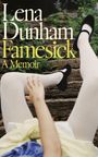„Lena Dunham Famesick A Memoir“. Weibliche Beine in weißen Strumpfhosen, schwarze Schuhe, Hand ausgestreckt, steinerne Treppen.