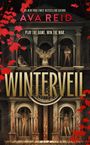 "Winterveil" in großen Buchstaben, darüber "Play the game. Win the war." Gebäude mit Ranken und Figuren.